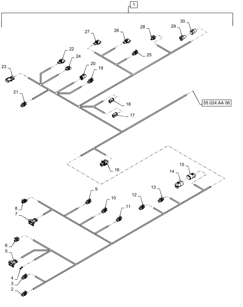 Схема запчастей Case IH MAGNUM 310 - (55.024.AA[05]) - VAR - 429334, 429335 - WIRE HARNESS, TRANSMISSION, CVT (55) - ELECTRICAL SYSTEMS