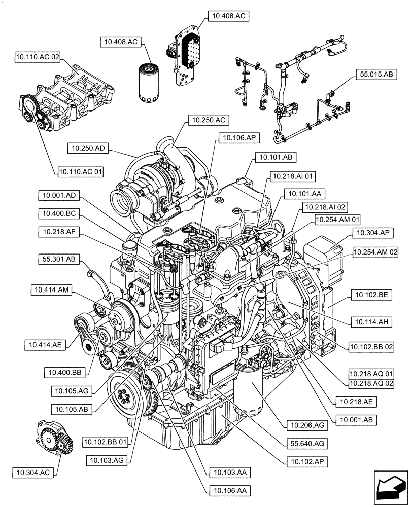 Схема запчастей Case IH 100A - (00.000.10[01]) - PICTORIAL INDEX - ENGINE (00) - GENERAL & PICTORIAL INDEX