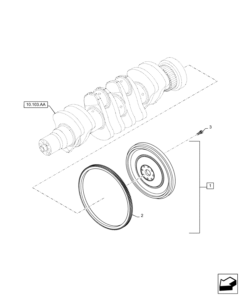 Схема запчастей Case IH 100A - (10.103.AH) - FLYWHEEL (10) - ENGINE