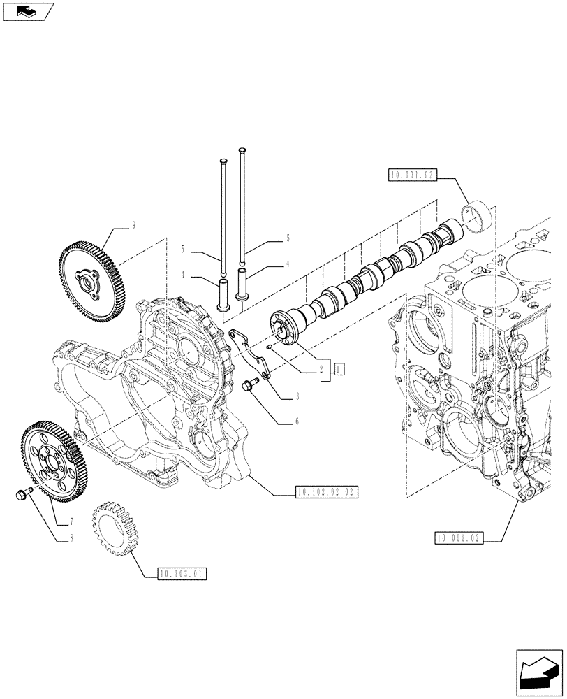 Схема запчастей Case IH FARMALL 65C - (10.106.01) - CAMSHAFT (10) - ENGINE