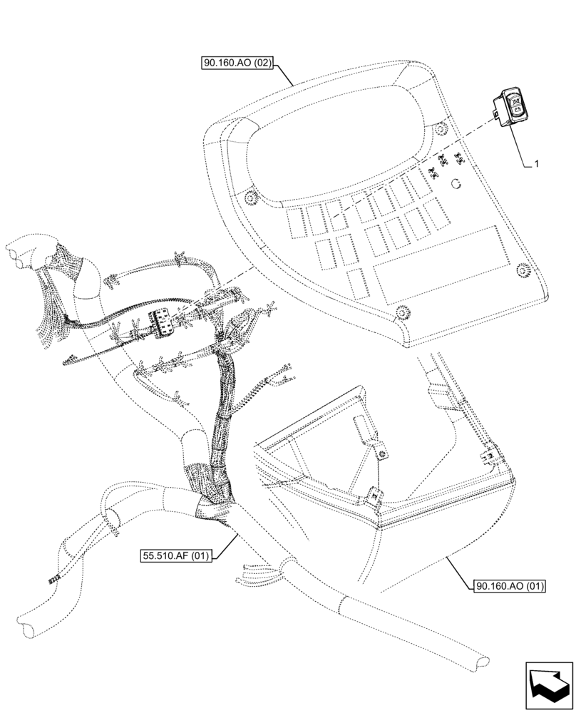 Схема запчастей Case IH FARMLIFT 935 - (55.302.AI[02]) - BATTERY ISOLATOR, SWITCH (55) - ELECTRICAL SYSTEMS