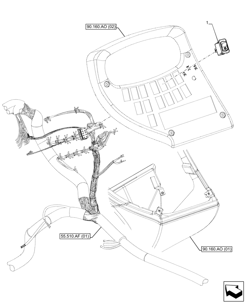 Схема запчастей Case IH FARMLIFT 735 - (55.512.CC) - SWITCH, ROAD/WORK MODE (55) - ELECTRICAL SYSTEMS