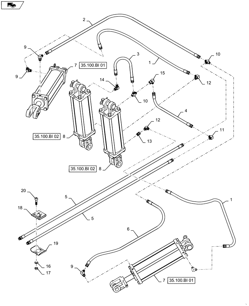 Схема запчастей Case IH 1625 - (35.944.AC[05]) - LIFT HYDRAULICS (35) - HYDRAULIC SYSTEMS