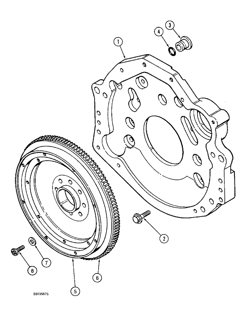 Схема запчастей Case IH 1644 - (2-42) - FLYWHEEL, 6TA-590 ENGINE (01) - ENGINE