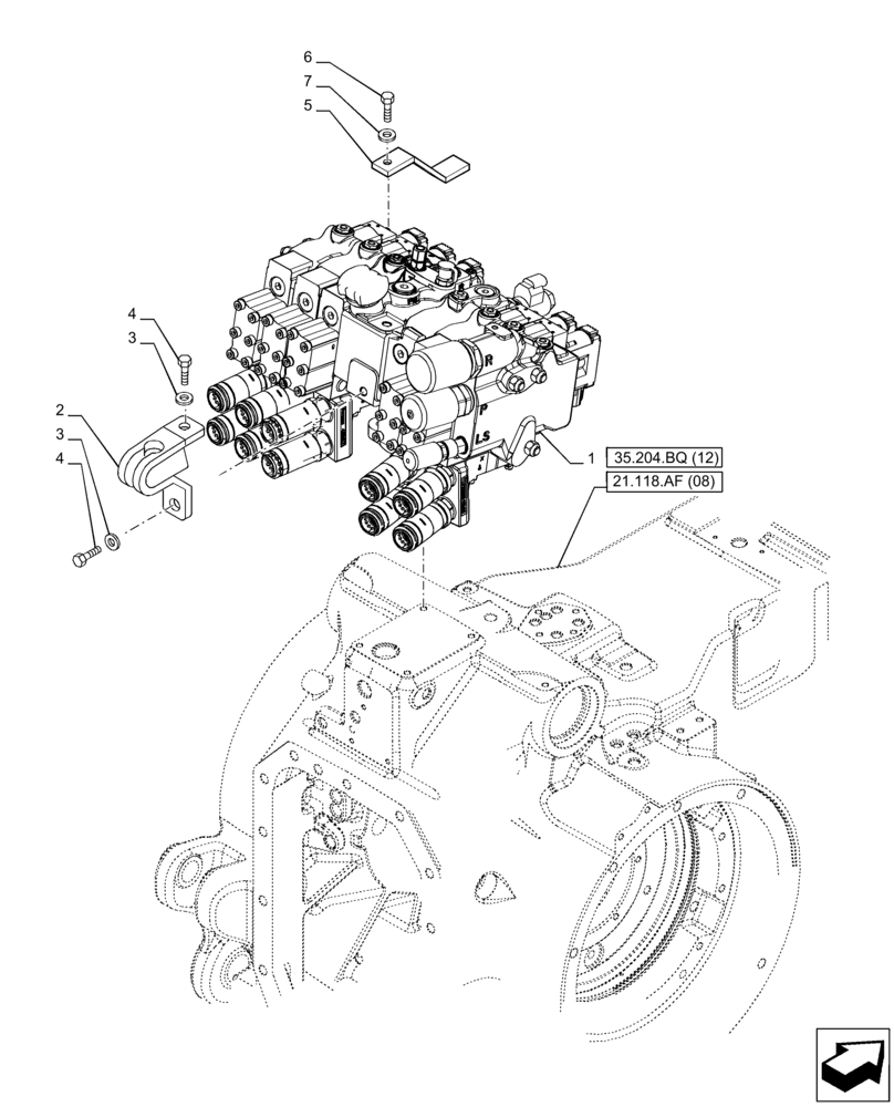 Схема запчастей Case IH PUMA 185 - (35.204.BQ[11]) - VAR - 758061 - 5 REMOTE CONTROL VALVE (EHR W/PB) (35) - HYDRAULIC SYSTEMS