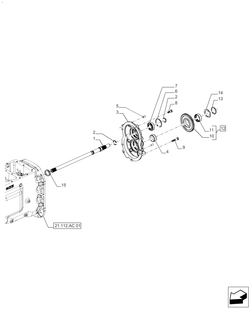 Схема запчастей Case IH FARMALL 120A - (14.100.AU) - VAR - 390340, 330059, 330061 - PTO SHAFT (14) - MAIN GEARBOX & DRIVE