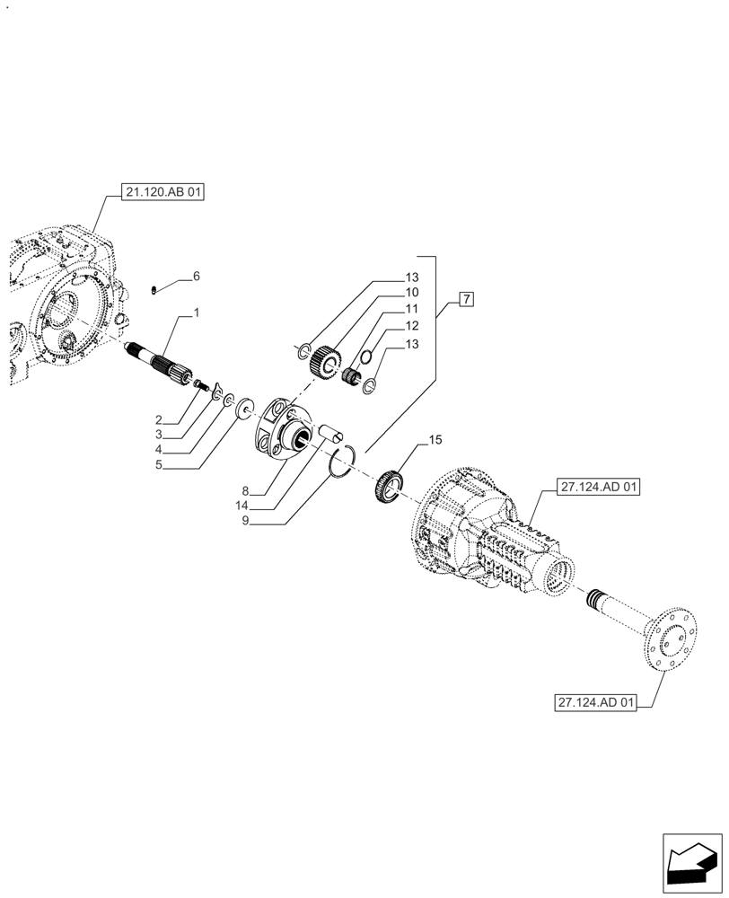 Схема запчастей Case IH FARMALL 110A - (27.124.AB[01]) - VAR - 390331 - PLANETARY GEAR, FINAL DRIVE, STANDARD DUTY (27) - REAR AXLE SYSTEM