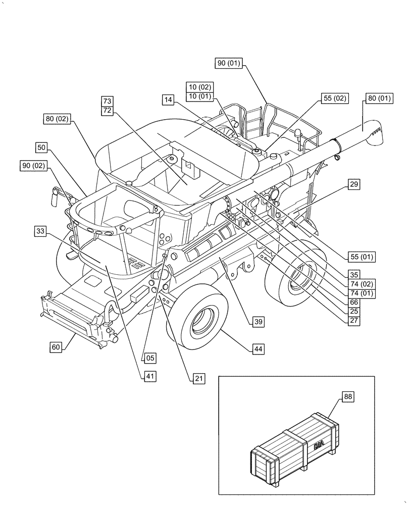 Схема запчастей Case IH AF4088 - (00.000.00) - PICTORIAL INDEX - MAIN SECTIONS (00) - GENERAL & PICTORIAL INDEX
