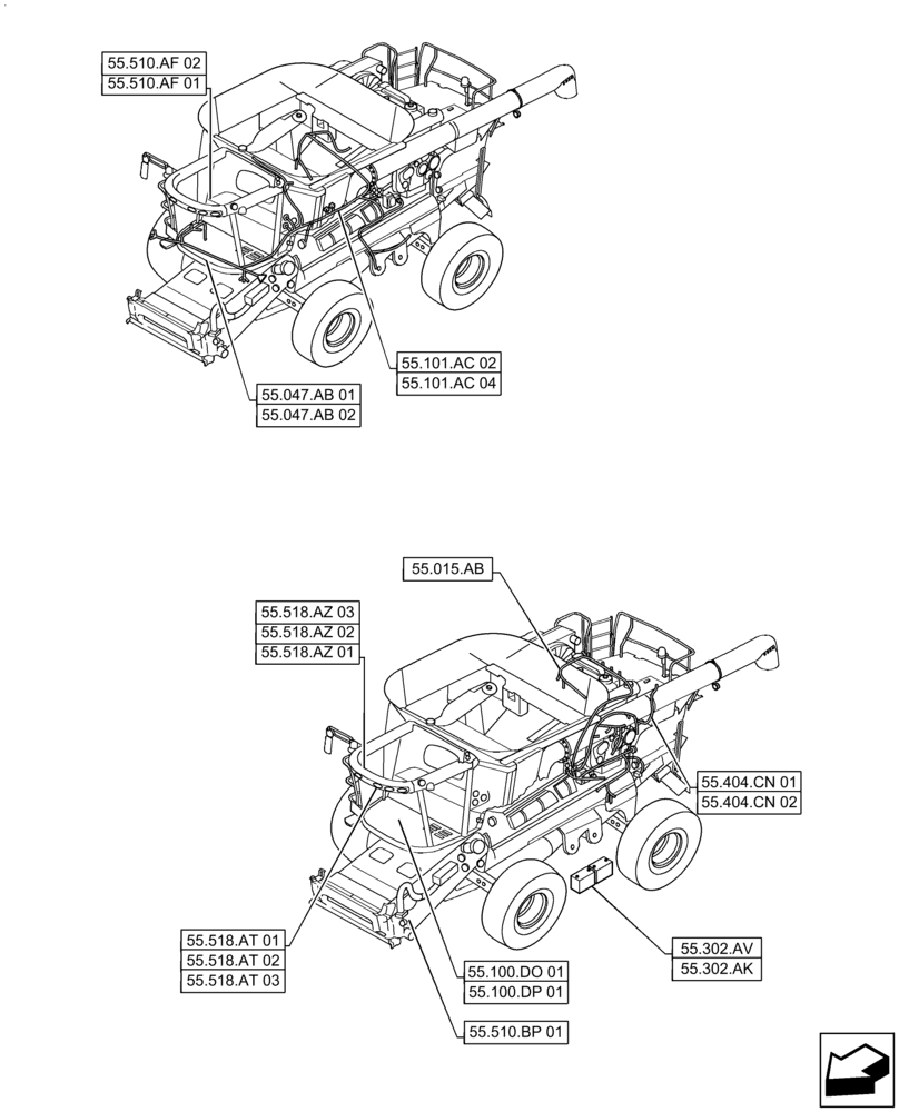 Схема запчастей Case IH AF4088 - (00.000.55[02]) - PICTORIAL INDEX - ELECTRICAL SYSTEMS (00) - GENERAL & PICTORIAL INDEX