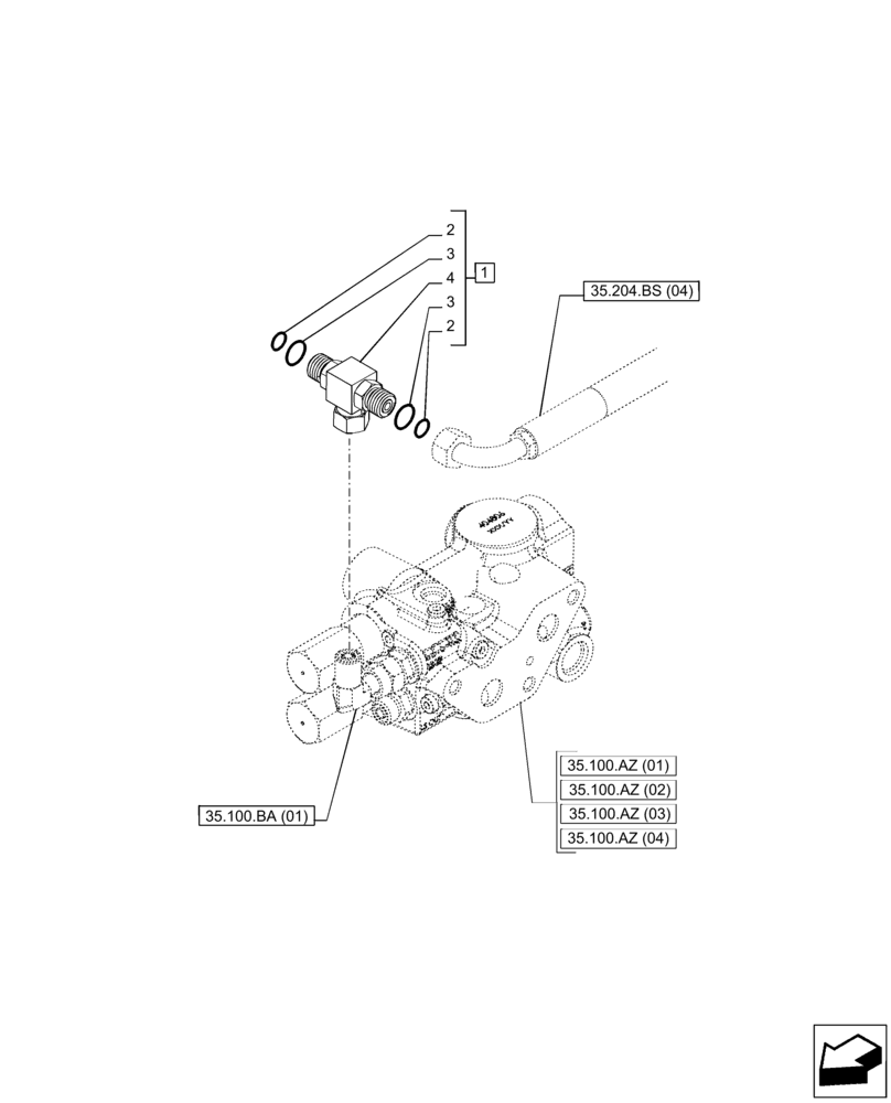 Схема запчастей Case IH PUMA 200 CVT - (35.100.BA[02]) - VAR - 758064, 758065, 758066 - ELECTRONIC MID MOUNTED VALVES, PRIORITY VALVE, LINE (35) - HYDRAULIC SYSTEMS