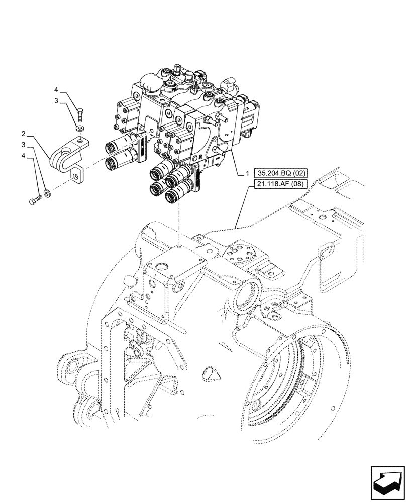 Схема запчастей Case IH PUMA 220 CVT - (35.204.BQ[01]) - VAR - 391165, 758059 - 3 REMOTE CONTROL VALVE (EHR) (35) - HYDRAULIC SYSTEMS