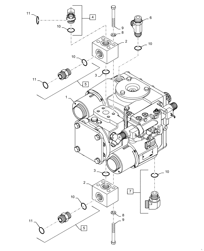 Схема запчастей Case IH WD2504 - (35.106.AD) - HYDRAULIC PUMP, PISTON, NON DRAPER 6 CYLINDER (35) - HYDRAULIC SYSTEMS