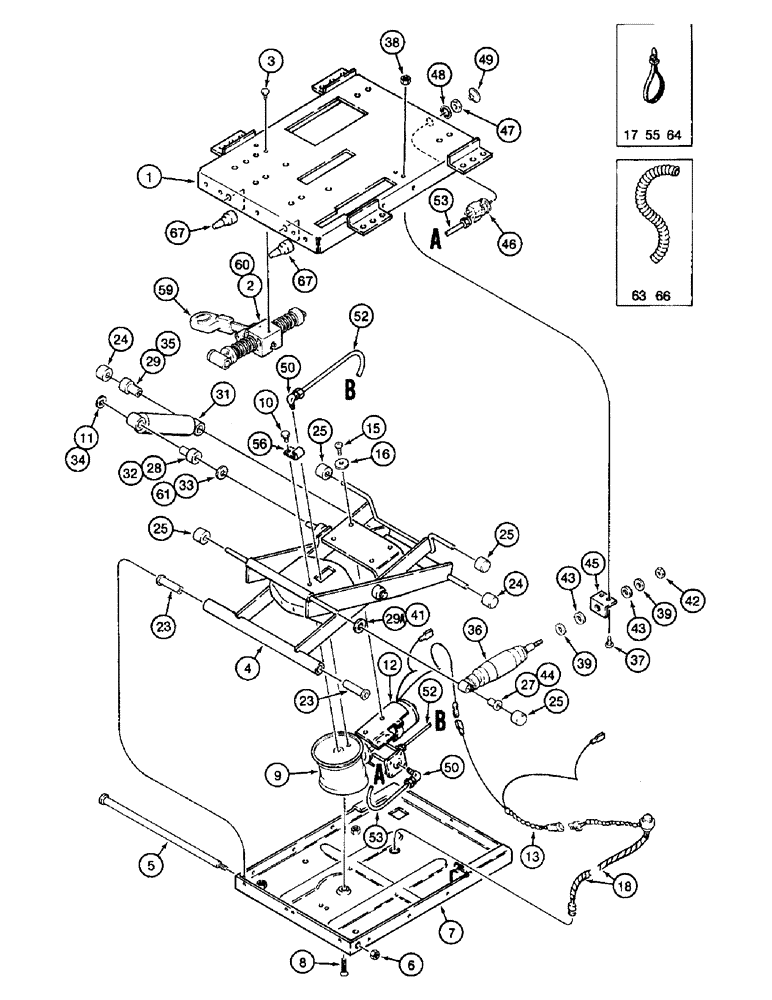 Схема запчастей Case IH 8920 - (9-046) - STANDARD AIR SUSPENSION SEAT, SUSPENSION (09) - CHASSIS/ATTACHMENTS