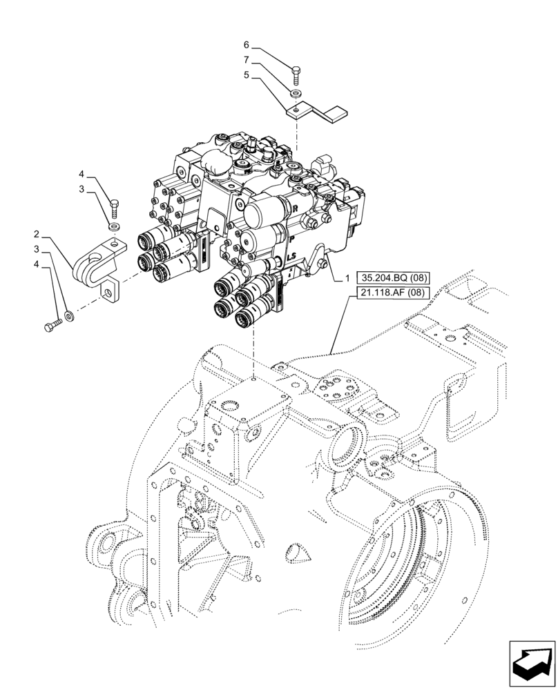 Схема запчастей Case IH PUMA 185 - (35.204.BQ[07]) - VAR - 758060 - 4 REMOTE CONTROL VALVE (EHR W/PB) (35) - HYDRAULIC SYSTEMS