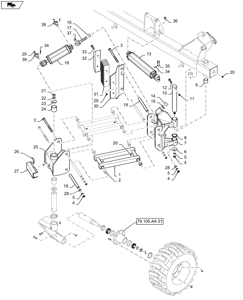 Схема запчастей Case IH 1625 - (44.105.AA[02]) - GAUGE WHEEL (44) - WHEELS