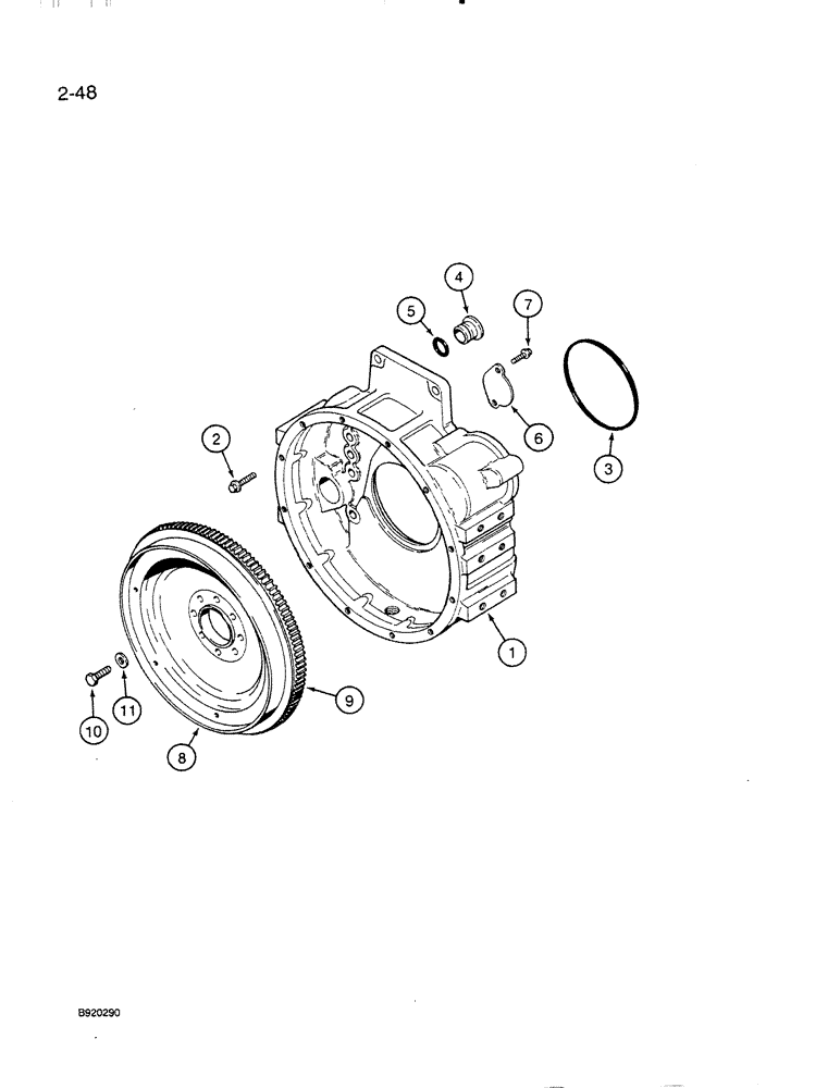 Схема запчастей Case IH 6830TA - (2-48) - FLYWHEEL AND HOUSING, 6T-830 ENGINE, 6TA-830 ENGINE 