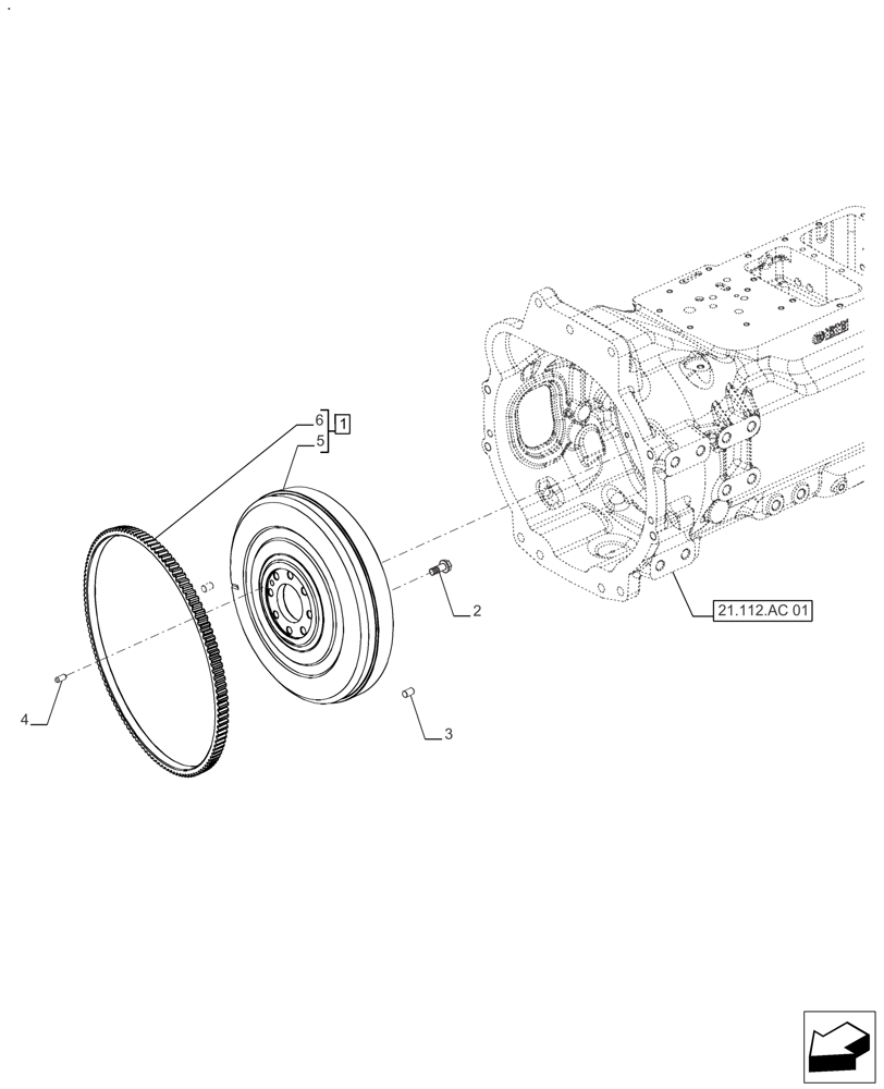 Схема запчастей Case IH FARMALL 130A - (10.103.AH[02]) - VAR - 330059, 330061 - ENGINE, FLYWHEEL, POWERSHUTTLE (10) - ENGINE