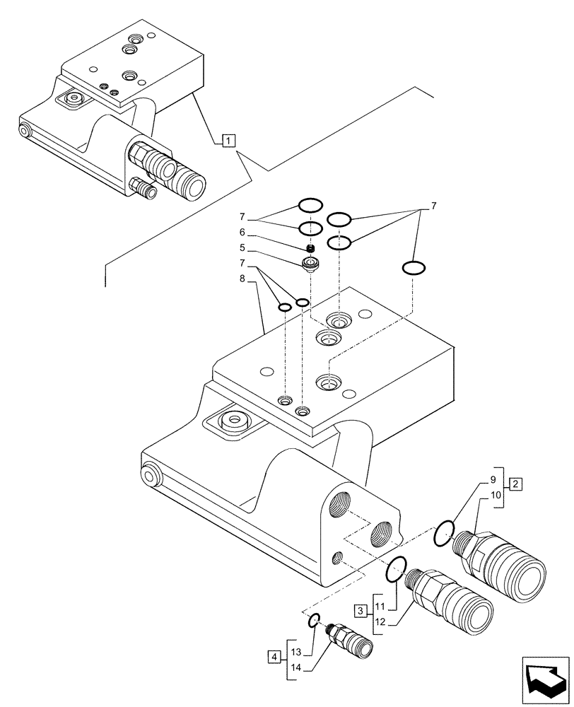 Схема запчастей Case IH PUMA 165 - (35.204.AX) - VAR - 391164, 391165, 758057, 758058, 758059, 758060 - POWER BEYOND VALVE, COMPONENTS (35) - HYDRAULIC SYSTEMS