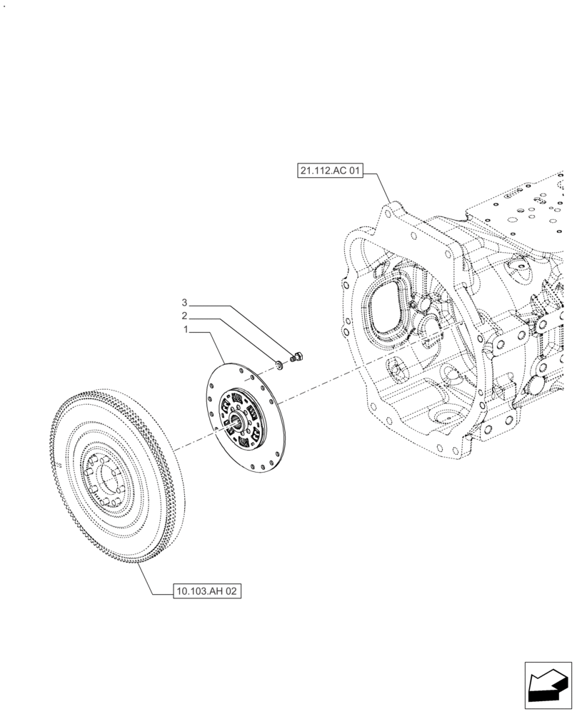 Схема запчастей Case IH FARMALL 130A - (18.112.AC[02]) - VAR - 330059, 330061 - FLYWHEEL, DAMPER, POWERSHUTTLE (18) - CLUTCH