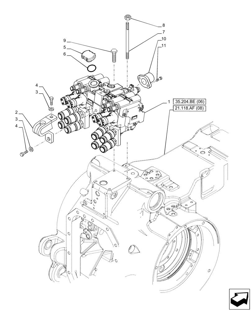 Схема запчастей Case IH PUMA 220 - (35.204.BE[05]) - VAR - 758058 - 4 REMOTE CONTROL VALVE (MHR) (35) - HYDRAULIC SYSTEMS