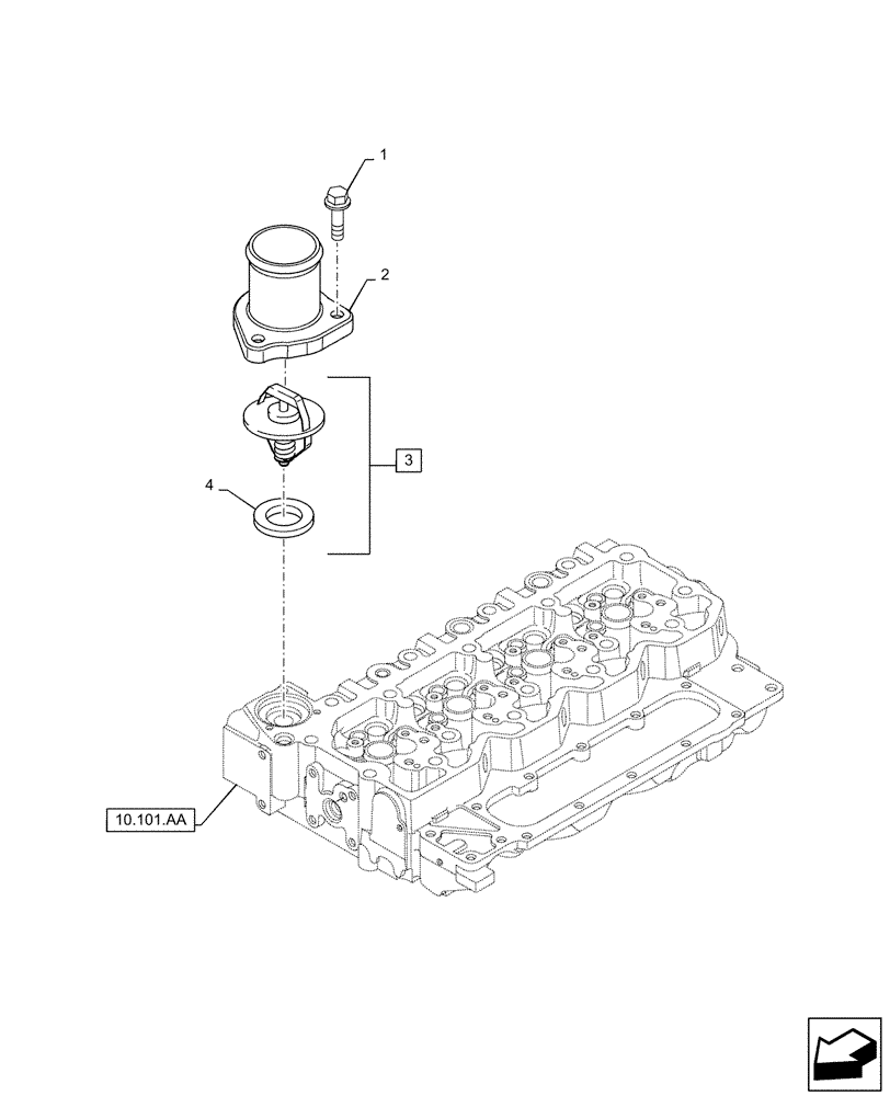 Схема запчастей Case IH 170A - (10.400.BC) - THERMOSTAT & HOUSING (10) - ENGINE