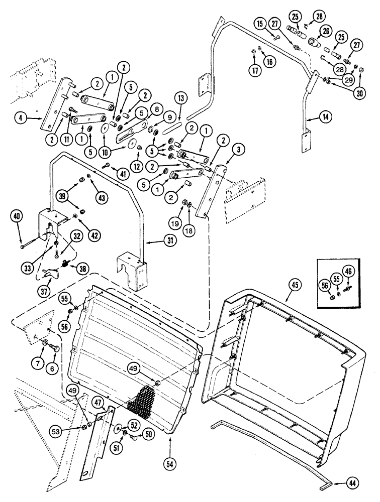 Схема запчастей Case IH 7240 - (9-034) - HOOD SUPPORTS, HINGE AND LATCH AND LOWER GRILLE, PRIOR TO TRACTOR PIN JJA0064978 (09) - CHASSIS/ATTACHMENTS