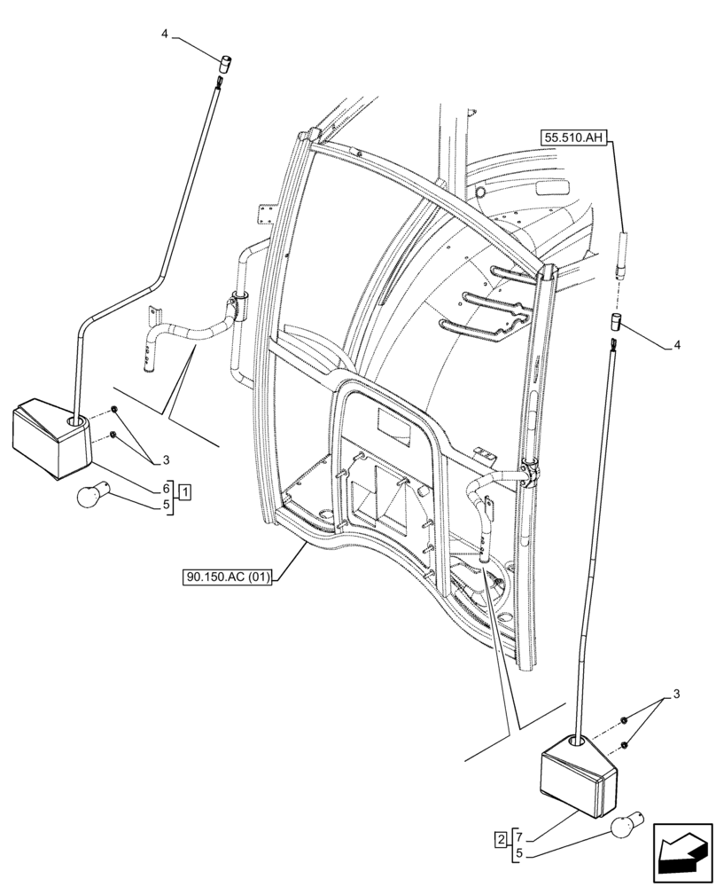 Схема запчастей Case IH FARMALL 115C - (55.404.BB[02]) - VAR - 332717, 743580 - INDICATOR LIGHT, FRONT, CAB (55) - ELECTRICAL SYSTEMS