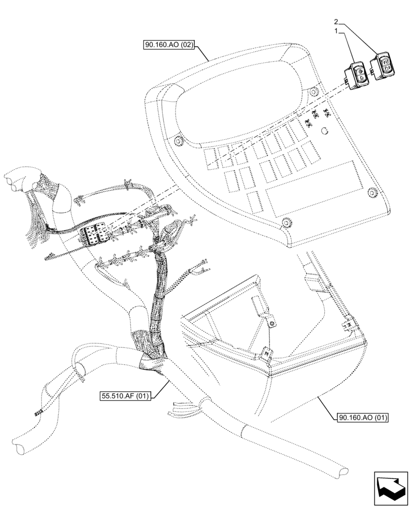 Схема запчастей Case IH FARMLIFT 742 - (55.512.BQ[02]) - SWITCH, INSTRUMENT PANEL (55) - ELECTRICAL SYSTEMS