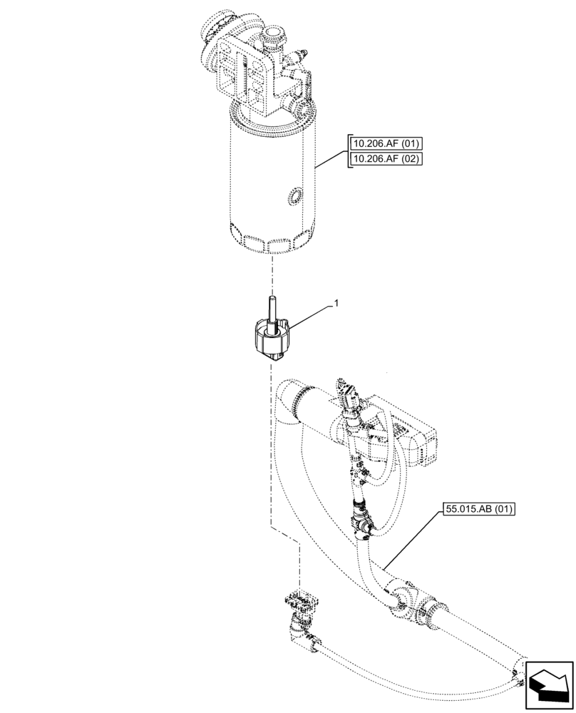 Схема запчастей Case IH FARMLIFT 742 - (55.010.AQ) - VAR - 702005, 749079 - FUEL FILTER/WATER SEPARATOR, SENSOR (55) - ELECTRICAL SYSTEMS