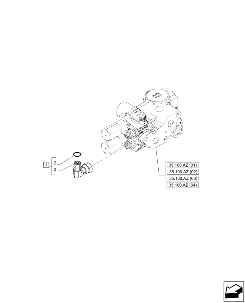 Схема запчастей Case IH PUMA 200 CVT - (35.100.BA[01]) - VAR - 391168 - LESS MID MOUNTED VALVES - PRIORITY VALVE, LINE (35) - HYDRAULIC SYSTEMS