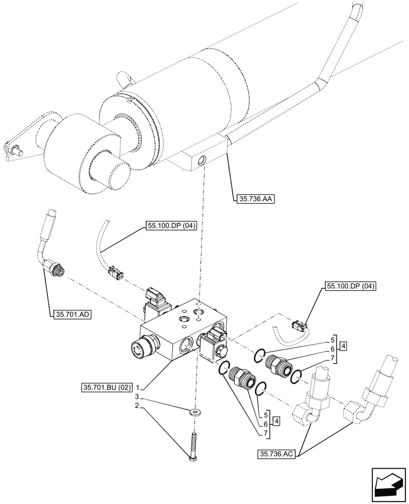Схема запчастей Case IH FARMLIFT 735 - (35.701.BU[01]) - VAR - 749299 - FLOAT VALVE (35) - HYDRAULIC SYSTEMS