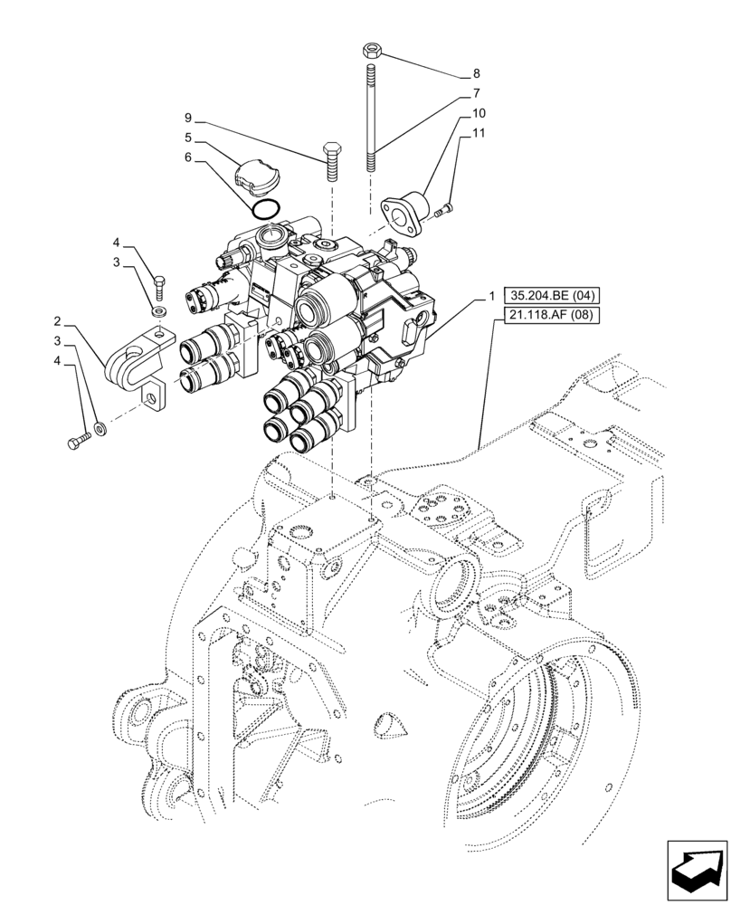 Схема запчастей Case IH PUMA 220 - (35.204.BE[03]) - VAR - 391164 - 3 REMOTE CONTROL VALVE (MHR W/PB) (35) - HYDRAULIC SYSTEMS