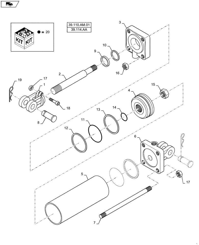 Схема запчастей Case IH 1625 - (35.944.AC[08]) - HYDRAULIC CYLINDER 3.5X16X1.75 (35) - HYDRAULIC SYSTEMS