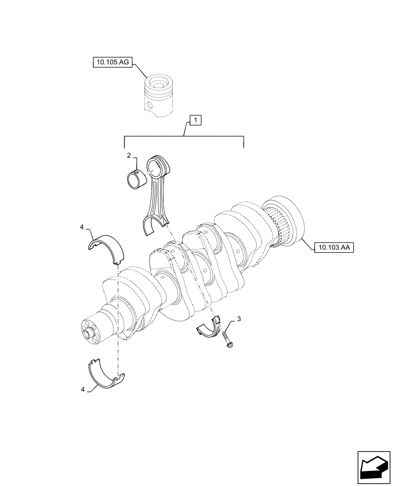 Схема запчастей Case IH 150A - (10.105.AB) - CONNECTING ROD (10) - ENGINE