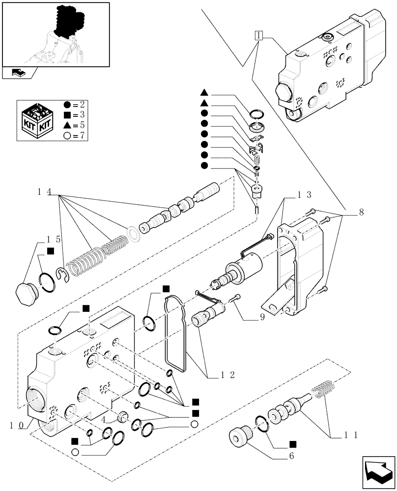 Схема запчастей Case IH PUMA 155 - (1.82.7/04D) - ELECTROHYDRAULIC CONTROL VALVE ELEMENT - BREAKDOWN (07) - HYDRAULIC SYSTEM