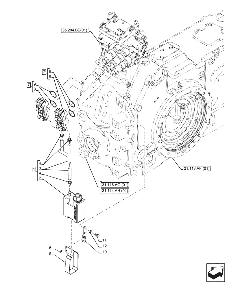 Схема запчастей Case IH PUMA 165 - (35.204.BW[01]) - VAR - 391163 - 2 REMOTE CONTROL VALVE, RESERVOIR (35) - HYDRAULIC SYSTEMS