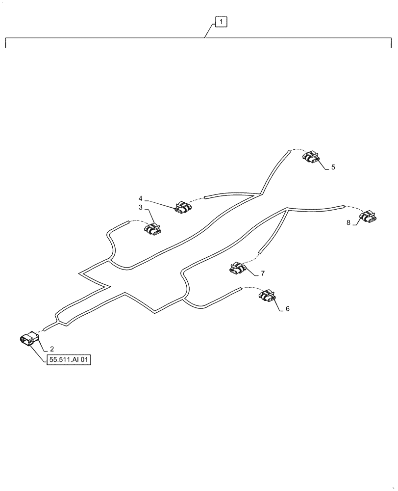 Схема запчастей Case IH ECOLO-TIGER 875 - (55.511.AI[02]) - LIGHTING HARNESS REAR (55) - ELECTRICAL SYSTEMS