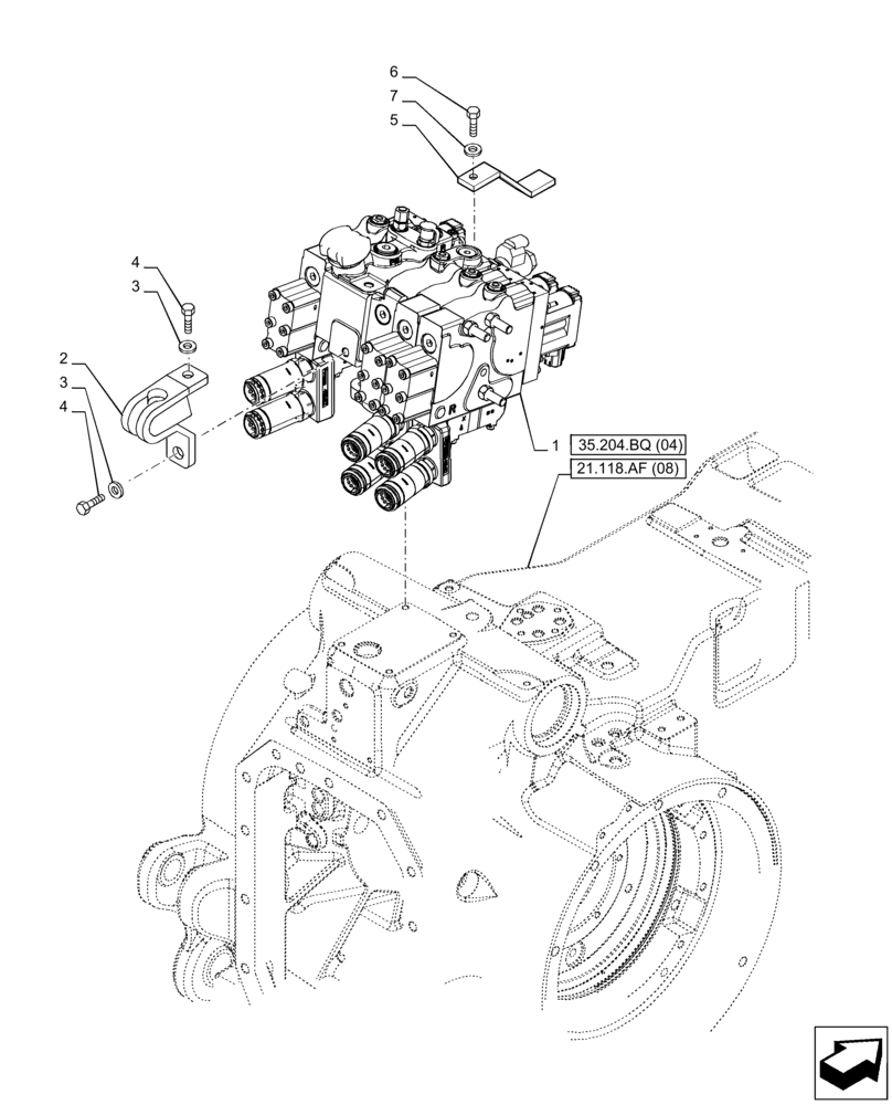 Схема запчастей Case IH PUMA 220 - (35.204.BQ[03]) - VAR - 391165, 758059 - 3 REMOTE CONTROL VALVE (EHR W/PB) (35) - HYDRAULIC SYSTEMS