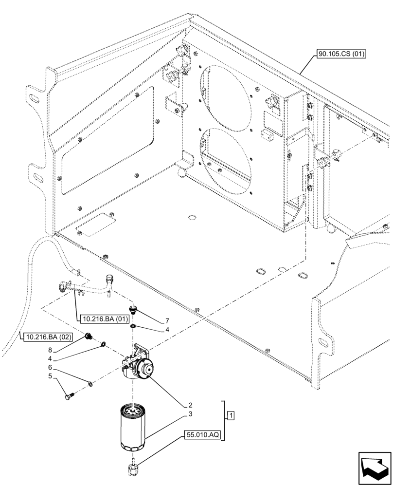 Схема запчастей Case IH FARMLIFT 632 - (10.206.AF[01]) - VAR - 702005 - FUEL FILTER/WATER SEPARATOR (10) - ENGINE