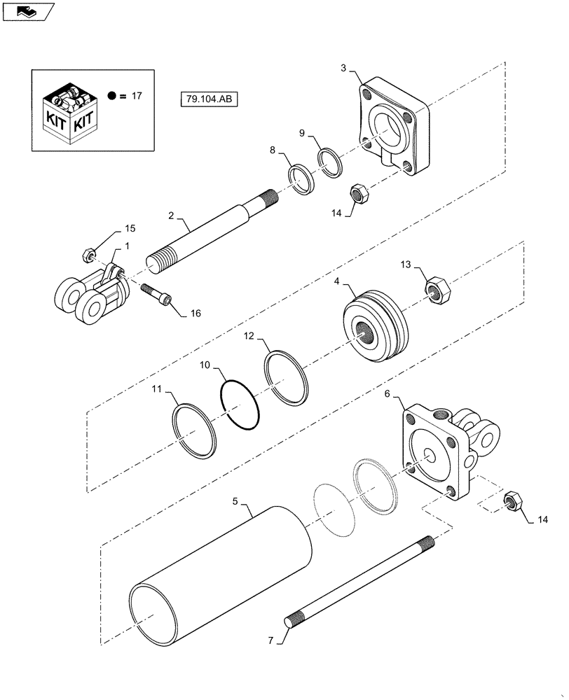 Схема запчастей Case IH 1625 - (35.944.AC[04]) - HYDRAULIC CYLINDER 3X24X1.5 ROD (35) - HYDRAULIC SYSTEMS