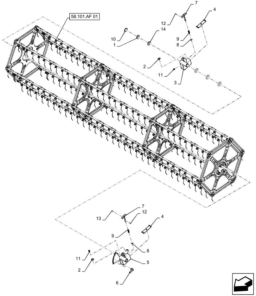 Схема запчастей Case IH 2060-17 - (58.105.AY[01]) - REEL SUPPORT, 17FT (58) - ATTACHMENTS/HEADERS