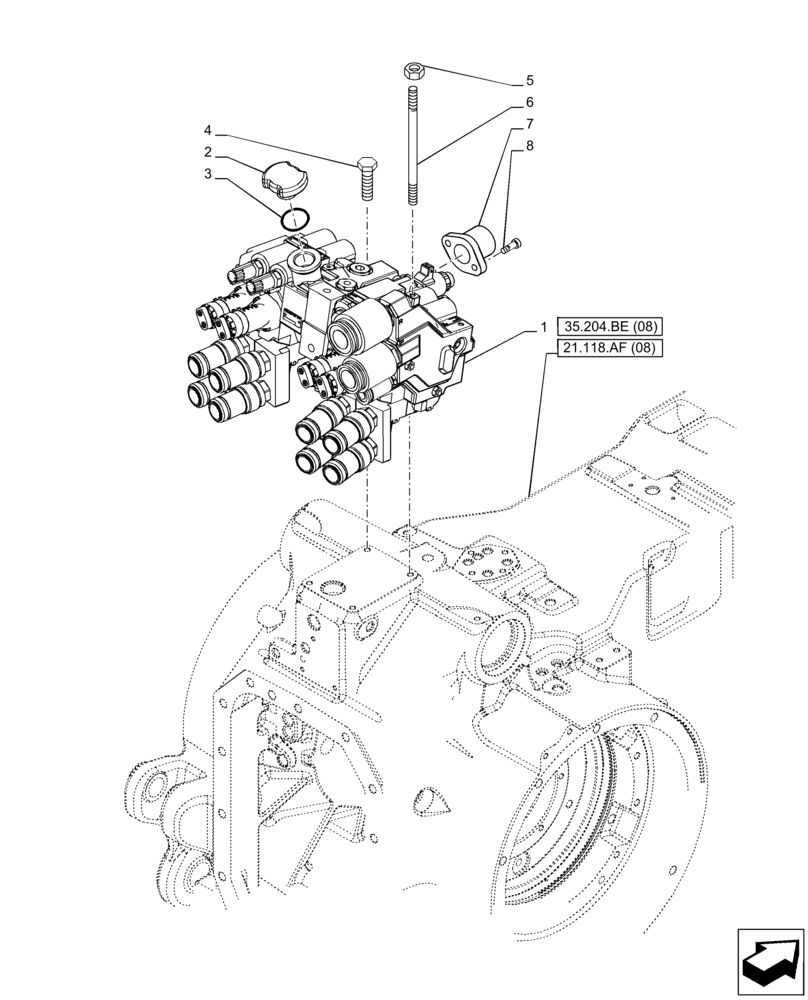 Схема запчастей Case IH PUMA 185 - (35.204.BE[07]) - VAR - 758058 - 4 REMOTE CONTROL VALVE (MHR W/PB) (35) - HYDRAULIC SYSTEMS