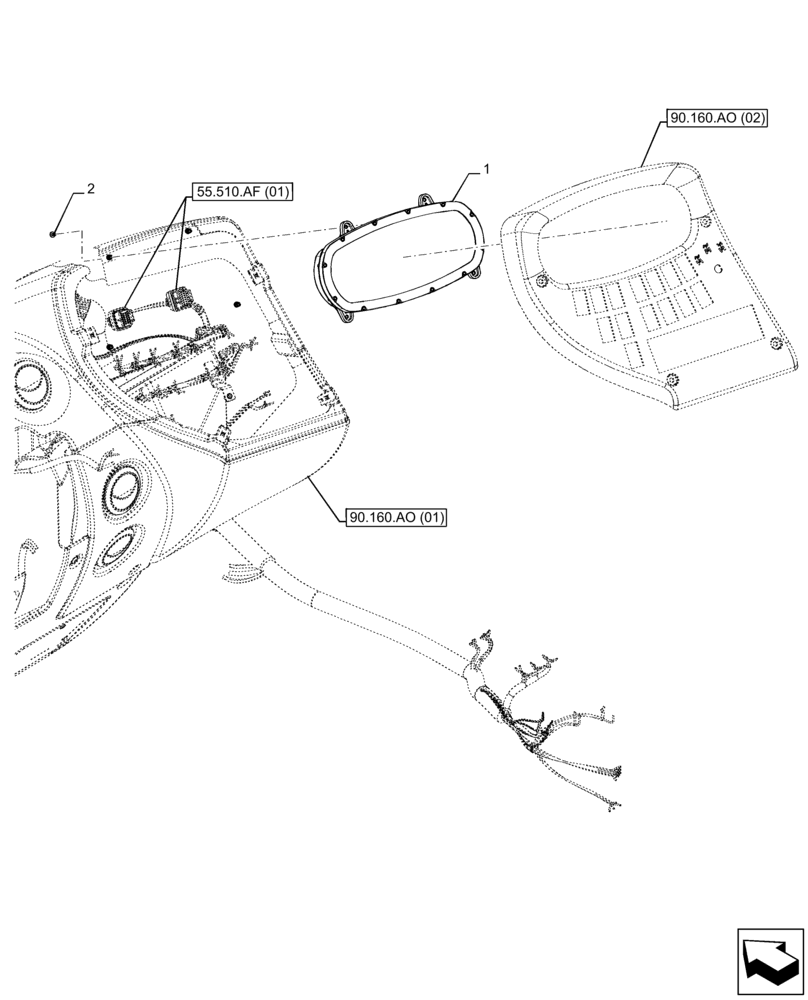 Схема запчастей Case IH FARMLIFT 742 - (55.512.BQ[01]) - INSTRUMENT PANEL (55) - ELECTRICAL SYSTEMS