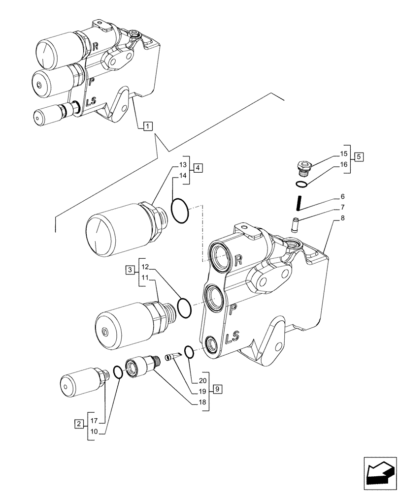 Схема запчастей Case IH PUMA 200 CVT - (35.204.AX[02]) - VAR - 391165, 758059, 758060, 758061 - POWER BEYOND VALVE, COMPONENTS (35) - HYDRAULIC SYSTEMS