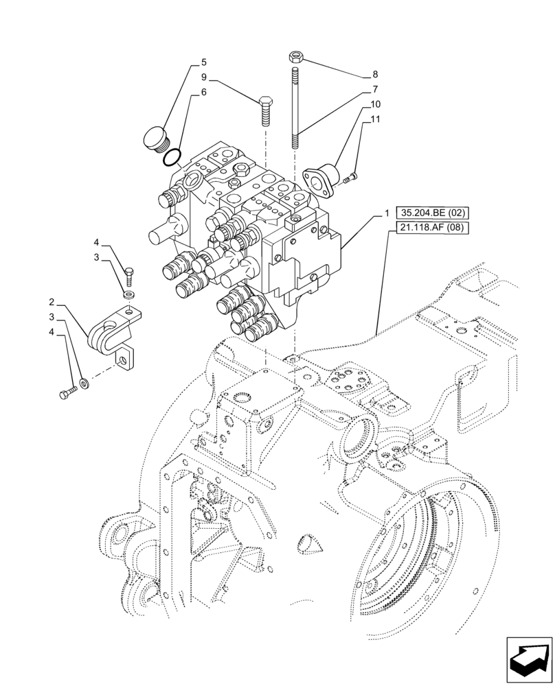 Схема запчастей Case IH PUMA 200 - (35.204.BE[01]) - VAR - 391164 - 3 REMOTE CONTROL VALVE (MHR) (35) - HYDRAULIC SYSTEMS