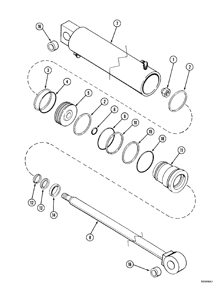 Схема запчастей Case IH L550 - (8-076) - CYLINDER ASSY - LIFT (L550), 80 MM (3.25 IN) ID X 557 MM (22.75 IN) STRK (08) - HYDRAULICS