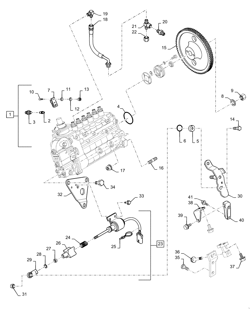 Схема запчастей Case IH RP135 - (10.218.AQ) - FUEL INJECTION PUMP AND DRIVE (10) - ENGINE