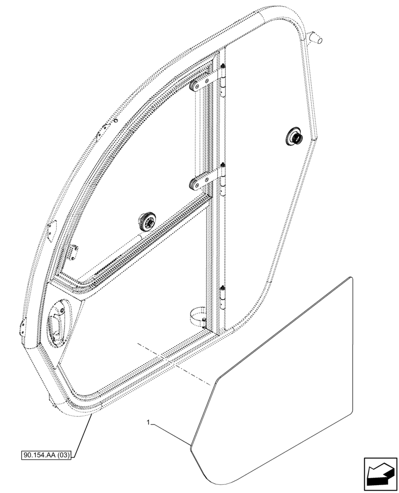 Схема запчастей Case IH FARMLIFT 742 - (90.154.AV) - CAB DOOR, GLASS (90) - PLATFORM, CAB, BODYWORK AND DECALS