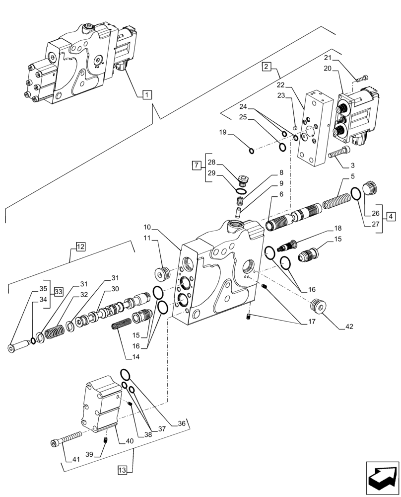 Схема запчастей Case IH PUMA 240 CVT - (35.204.BE[16]) - VAR - 391165, 758059, 758060, 758061 - CONTROL VALVE SECTION, COMPONENTS (35) - HYDRAULIC SYSTEMS