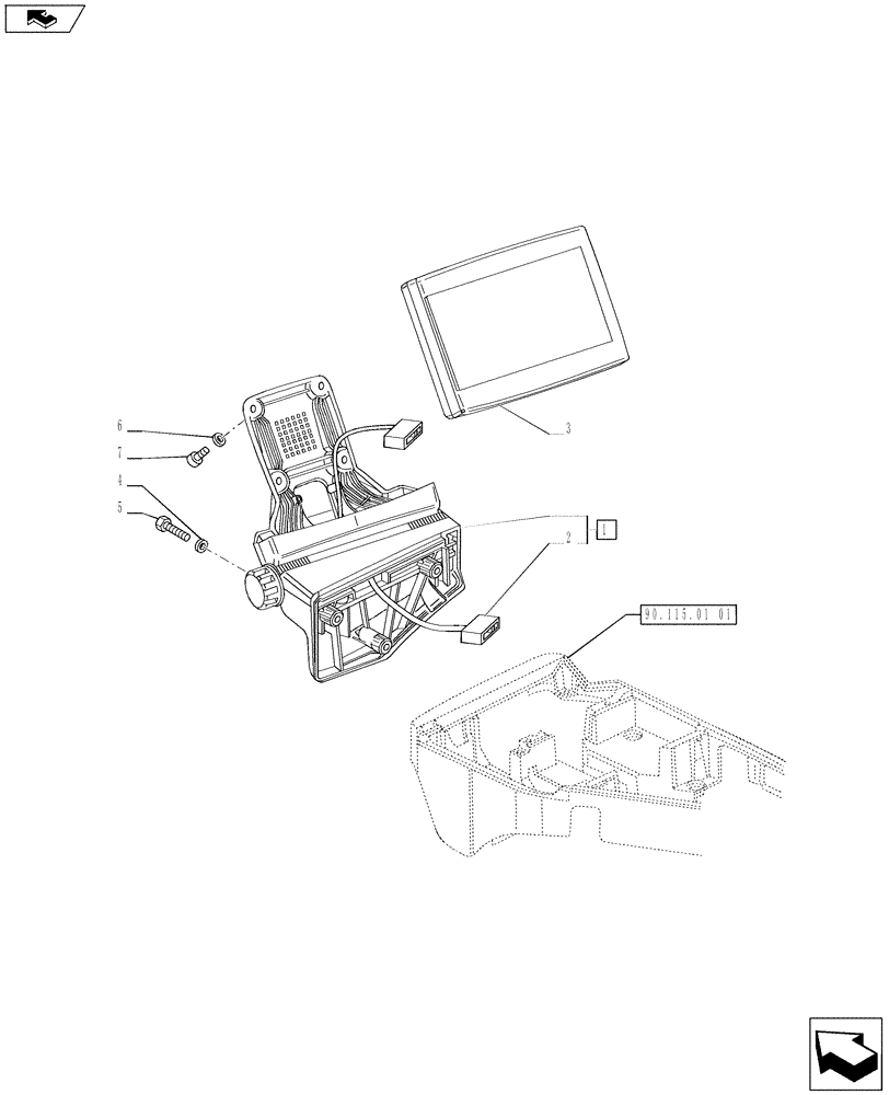 Схема запчастей Case IH PUMA 170 - (55.440.03) - AFS PRO 300 TOUCHSCREEN DISPLAY MOUNTED ON ARMREST - CONTROL DISPLAY (VAR.743445; VAR.728613-743332 / 743609; VAR.743348 / 743610) (55) - ELECTRICAL SYSTEMS